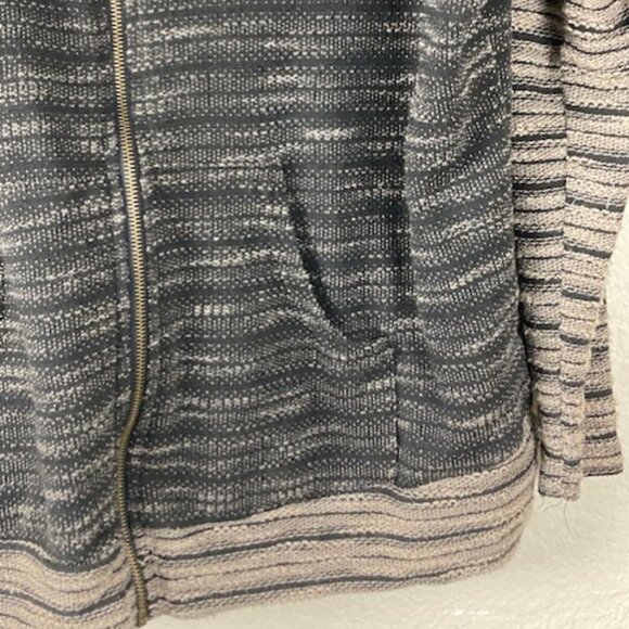 O'Neill black & brown Zippered Hooded Striped Sweater Sz M - Picture 5 of 8